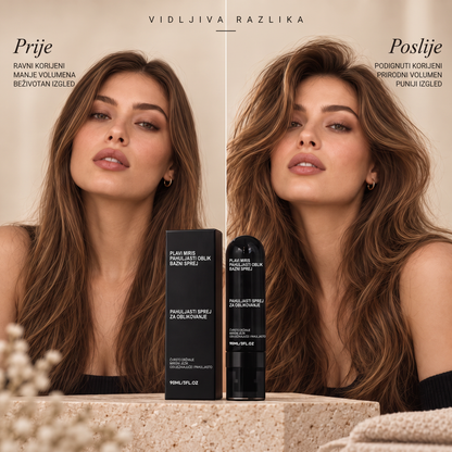 Vitalisys® Fluffy Hair – Oblikujući sprej za volumen kose – lagana formula za podizanje kose od korijena, prirodan pokret i nježan miris breskve 💎