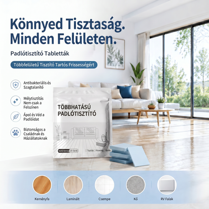 PKNEW® Padlótisztító Tabletták – Többfelületű tisztítószer keményfához, laminált padlóhoz, csempe- és lakóautó-falakhoz. Antibakteriális, szagtalanító és ápoló hatás 💎