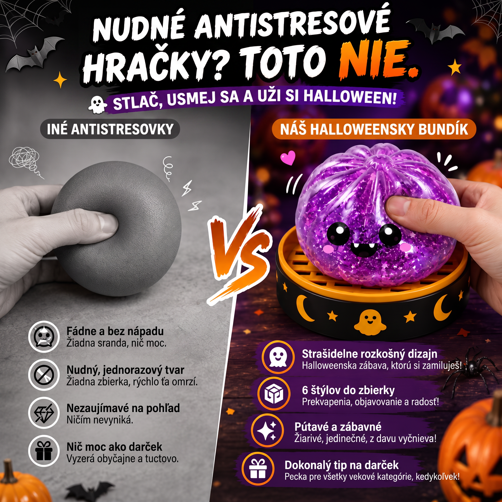 PKNEW® 70% ZĽAVA DNES 🎃 Halloweenska tajomná krabička s antistresovým knedlíčkom 💎