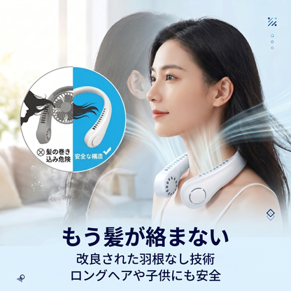 🔥🔥 PKNEW® 首掛け式ポータブル扇風機、ハンズフリー羽根なしネックファン、屋外・オフィス用（ハンズフリー冷却）