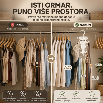 🔥🔥 Rotirajući organizator ormara s 12 kukica – Uštedite prostor i držite dodatke organiziranima👚