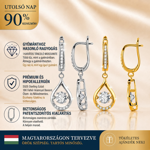 MA 90% KEDVEZMÉNY: 1 karátos „Táncoló” Moissanite fülbevaló – Tiszta S925 kényelem és csillogás, amit megérdemelsz! 💖