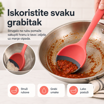 🥄 2-u-1 silikonska žlica i lopatica – Višenamjenski pribor za kuhanje i posluživanje ✨