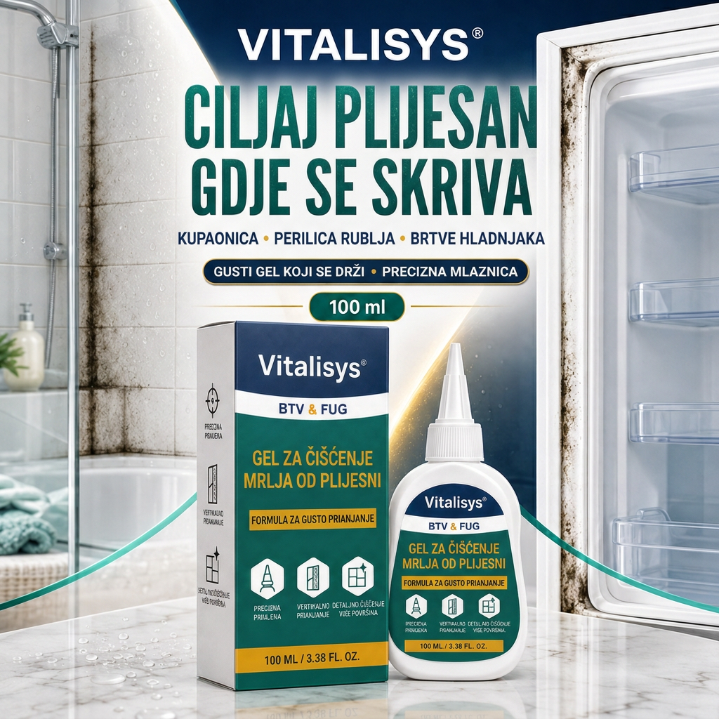 Vitalisys® Dubinski gel za čišćenje mrlja od plijesni 👑 – Gusta formula koja prianja za fuge, silikon i vlažne kutove 💎