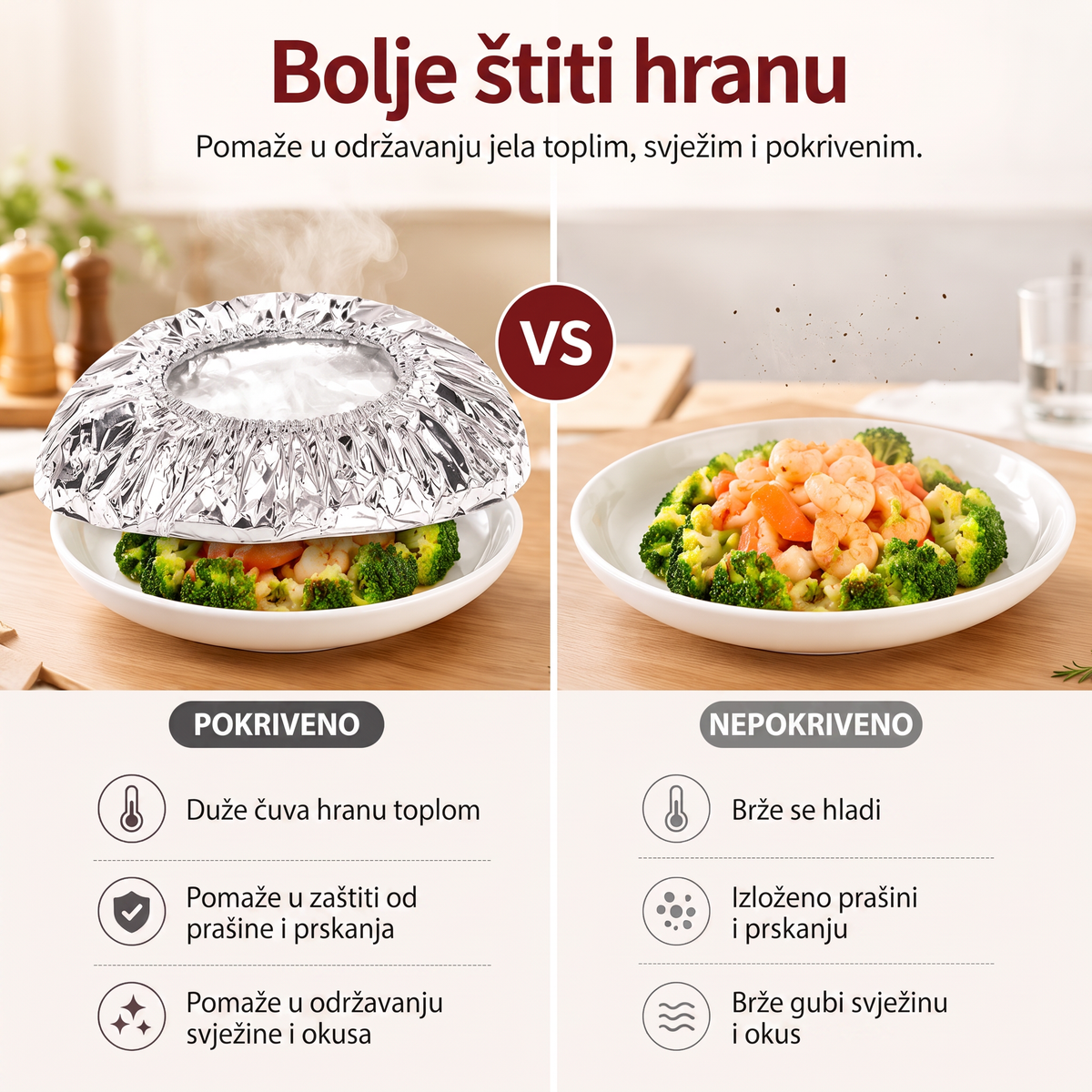 🔥🔥 PKNEW® Sklopivi poklopac za hranu od aluminijske folije | Održava hranu toplom, svježom i zaštićenom od vinskih mušica 💖