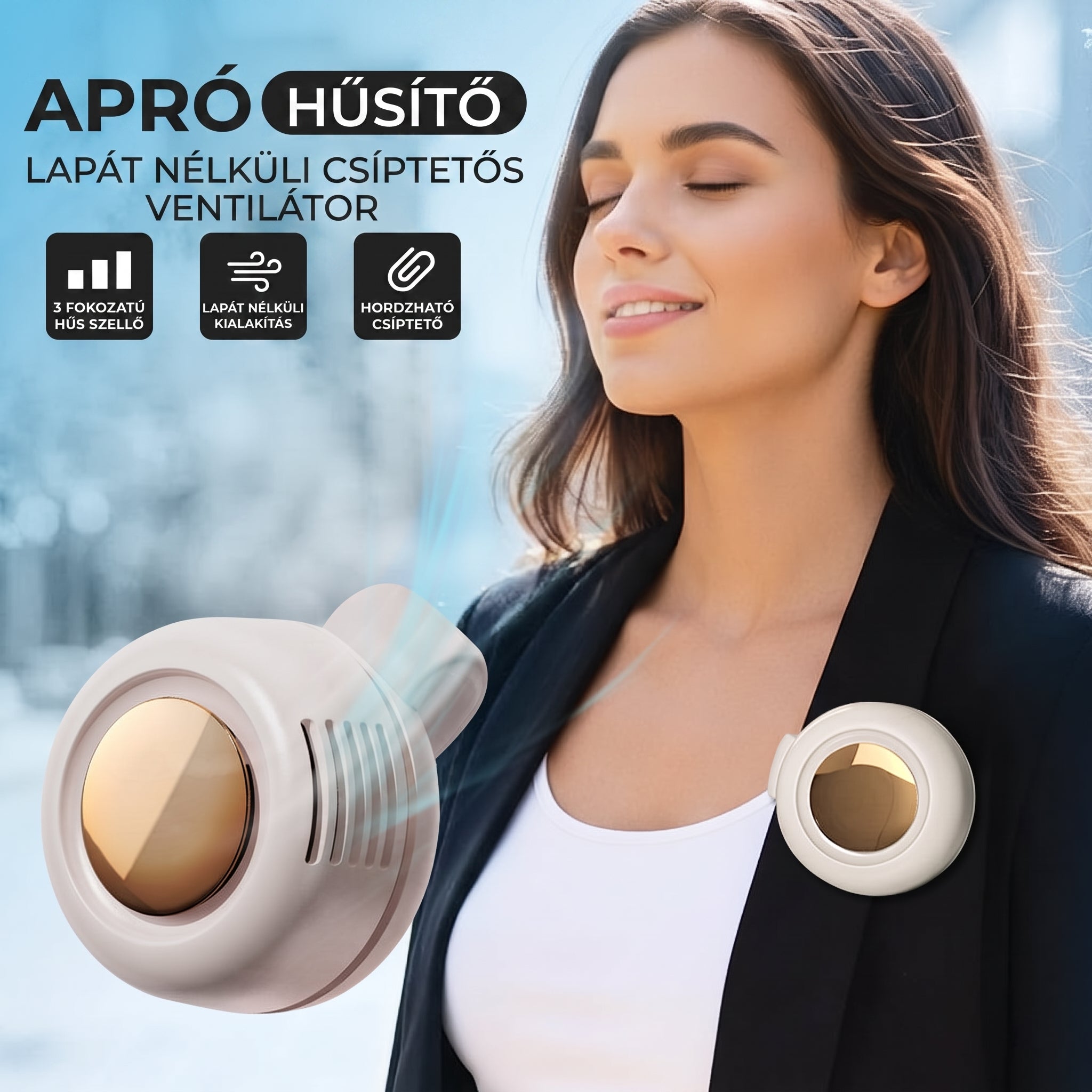 PKNEW® Hordozható Mini Lapátnélküli Csíptethető Ventilátor