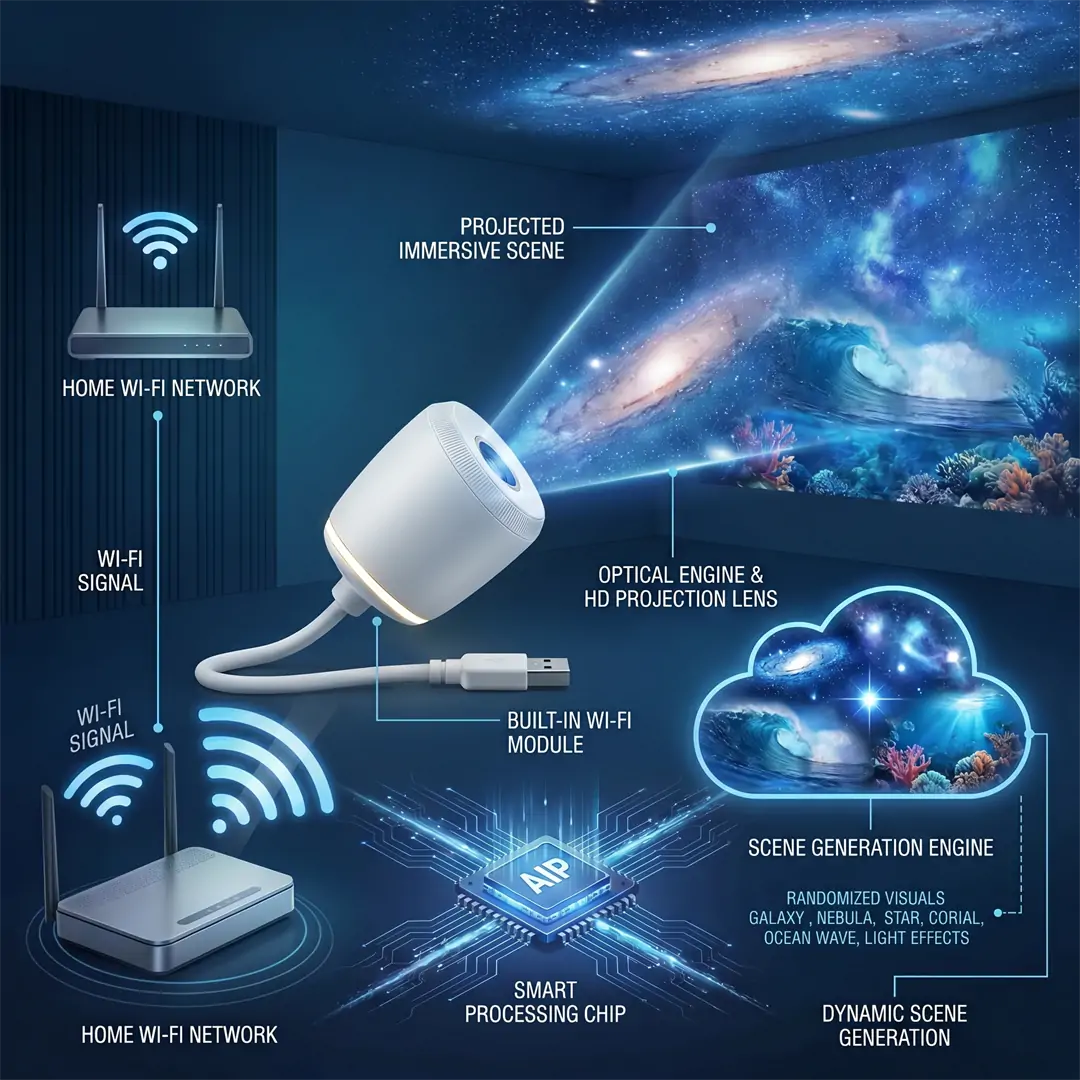 30% OFF! 🎁 PKNEW® NEXT-GEN SMART PROJECTION HD Smart Dynamic 5D Holographic Night Light Projector