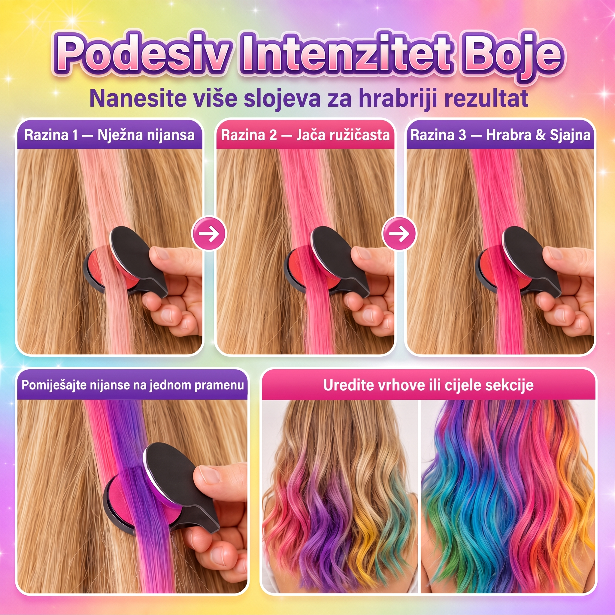 ✨ Posljednji dan -50% POPUSTA ✨ - Set 6 privremenih kreda za kosu s aplikatorom 💎
