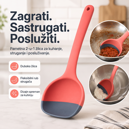 🥄 2-u-1 silikonska žlica i lopatica – Višenamjenski pribor za kuhanje i posluživanje ✨
