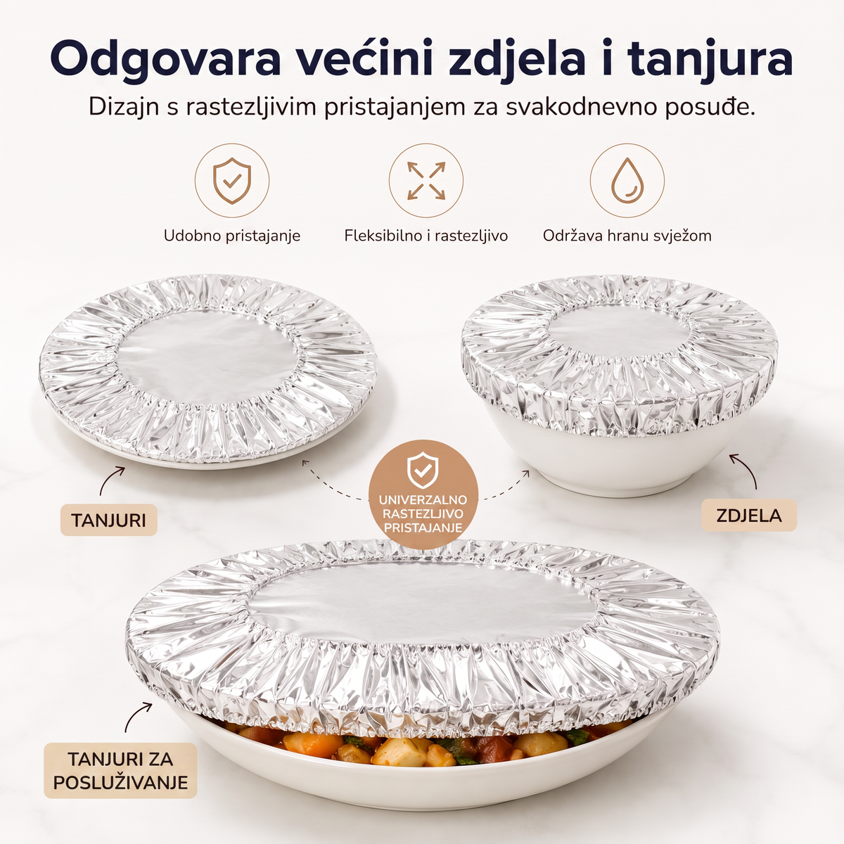 🔥🔥 PKNEW® Sklopivi poklopac za hranu od aluminijske folije | Održava hranu toplom, svježom i zaštićenom od vinskih mušica 💖