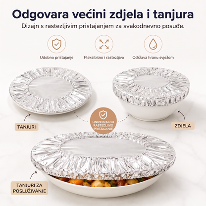 🔥🔥 PKNEW® Sklopivi poklopac za hranu od aluminijske folije | Održava hranu toplom, svježom i zaštićenom od vinskih mušica 💖