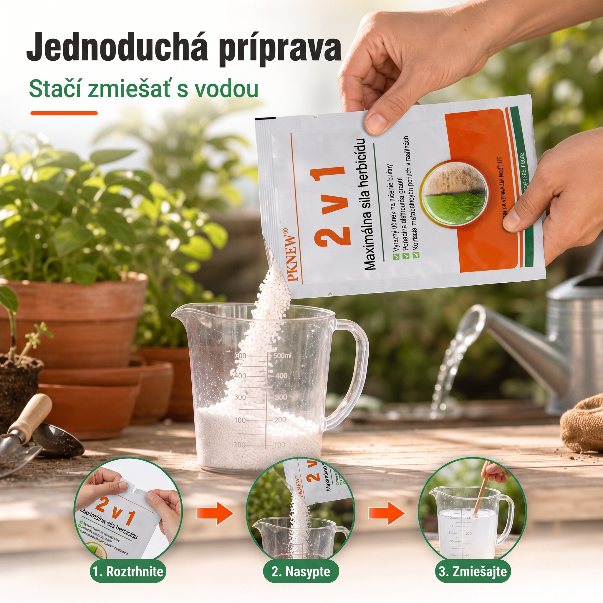 PKNEW® Granulovaný prípravok proti burine 2 v 1 Max Power 👑 – viditeľný účinok už za 6 hodín, ľahké rozmiešanie vo vode a cielené použitie na škáry, chodníky, ploty aj štrkové plochy 💎