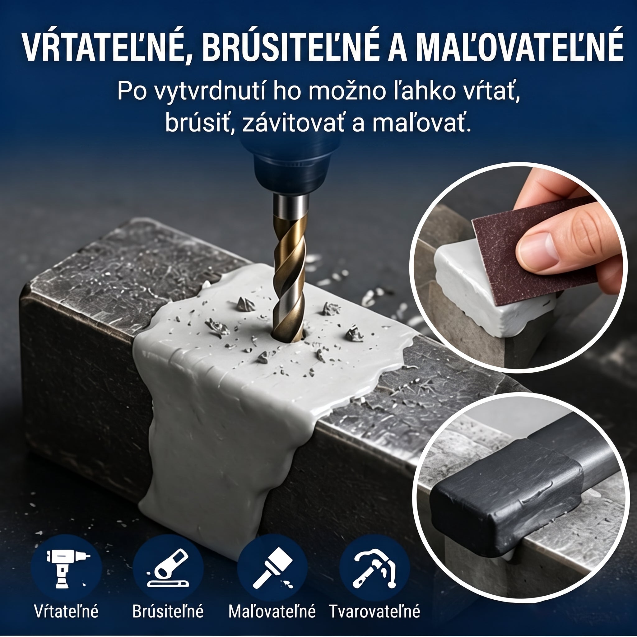 🏠 Ocelou vystužený epoxidový opravný tmel
