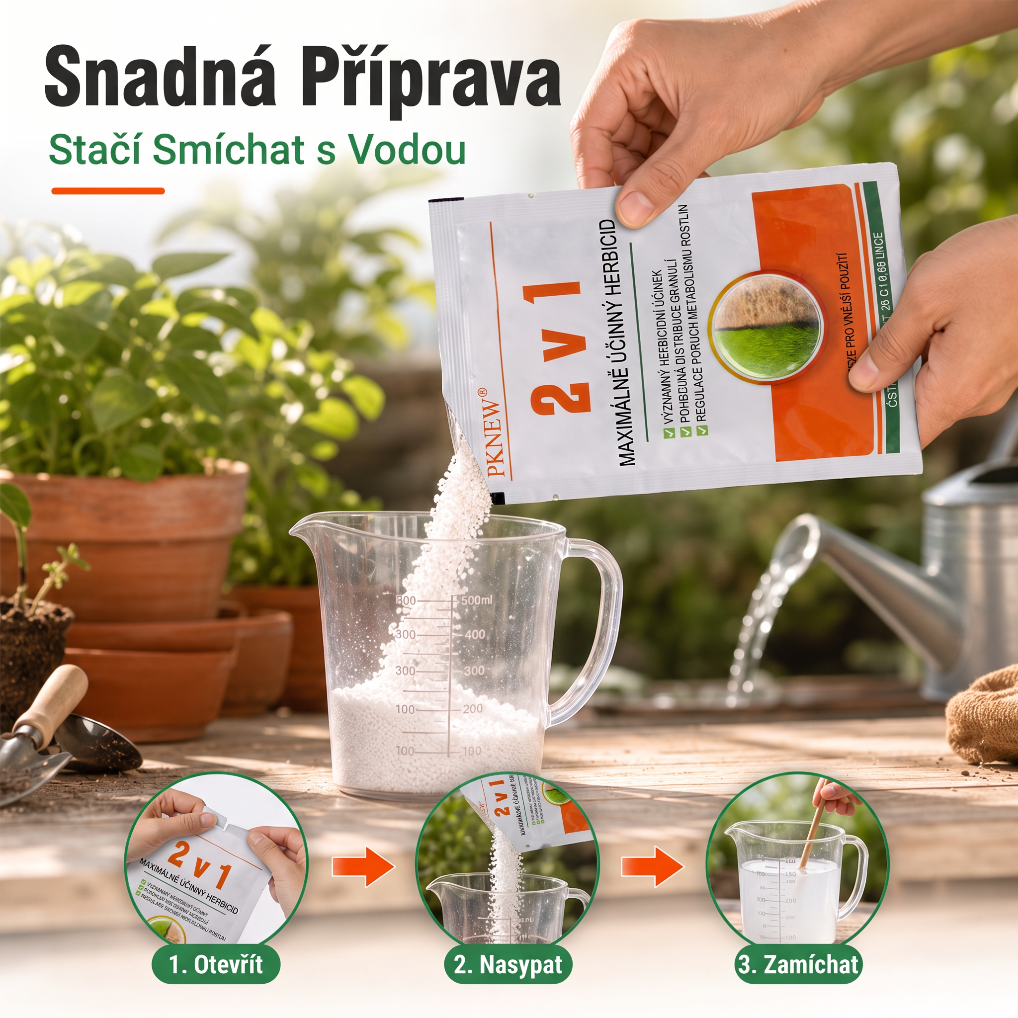 PKNEW® Granulovaný prípravok proti burine 2 v 1 Max Power 👑 – viditeľný účinok už za 6 hodín, ľahké rozmiešanie vo vode a cielené použitie na škáry, chodníky, ploty aj štrkové plochy 💎