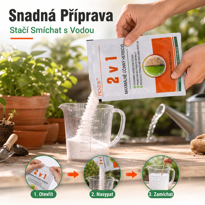 PKNEW® Granulovaný prípravok proti burine 2 v 1 Max Power 👑 – viditeľný účinok už za 6 hodín, ľahké rozmiešanie vo vode a cielené použitie na škáry, chodníky, ploty aj štrkové plochy 💎