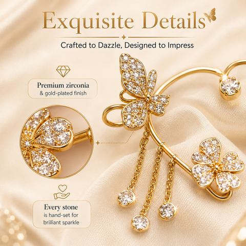 Premium Butterfly Ear Cuff🦋 —  Hypoallergenic, Nickel-Free & Lead-Free | Comfortable Clip-On Design for Sensitive Ears💎