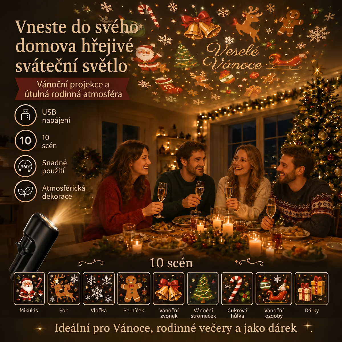 Vitalisys® 5D Pametni Zvjezdani Projektor 🌌 – 30+ dinamičkih scena i upravljanje putem aplikacije 💖