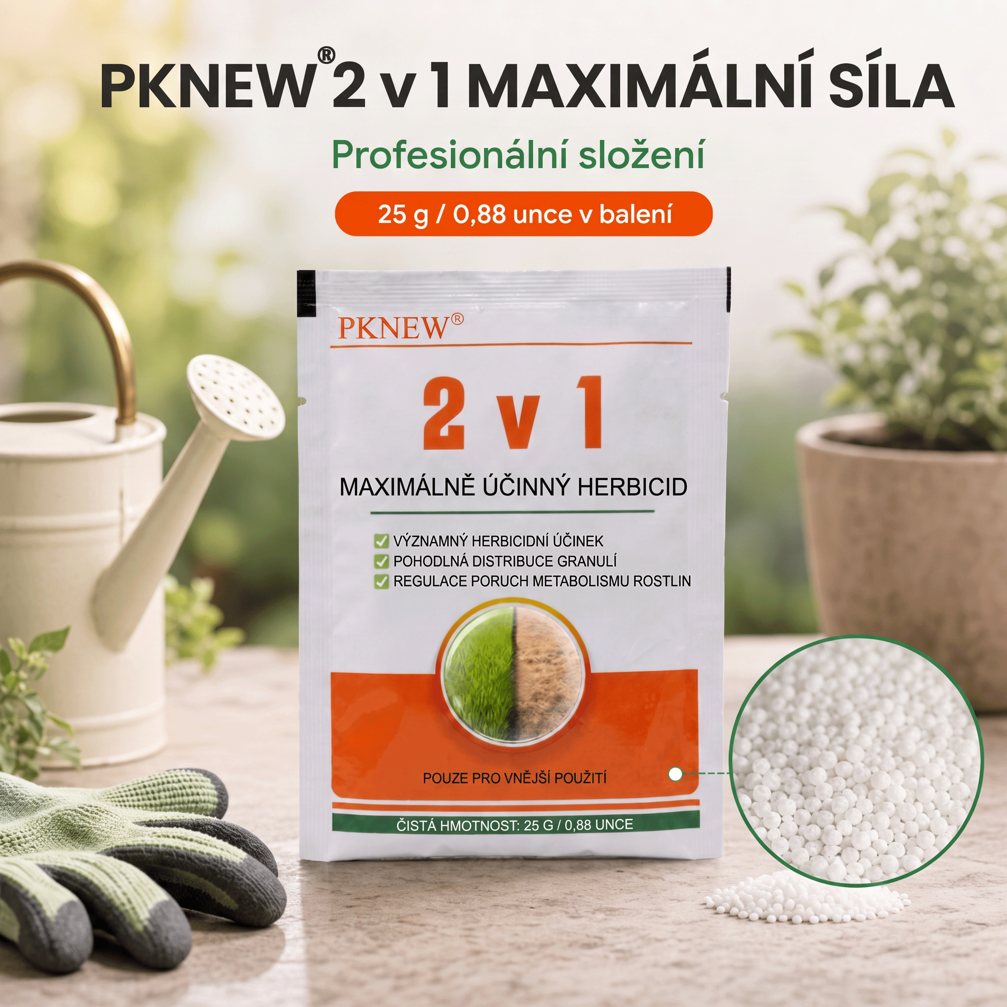 PKNEW® Granulovaný prípravok proti burine 2 v 1 Max Power 👑 – viditeľný účinok už za 6 hodín, ľahké rozmiešanie vo vode a cielené použitie na škáry, chodníky, ploty aj štrkové plochy 💎