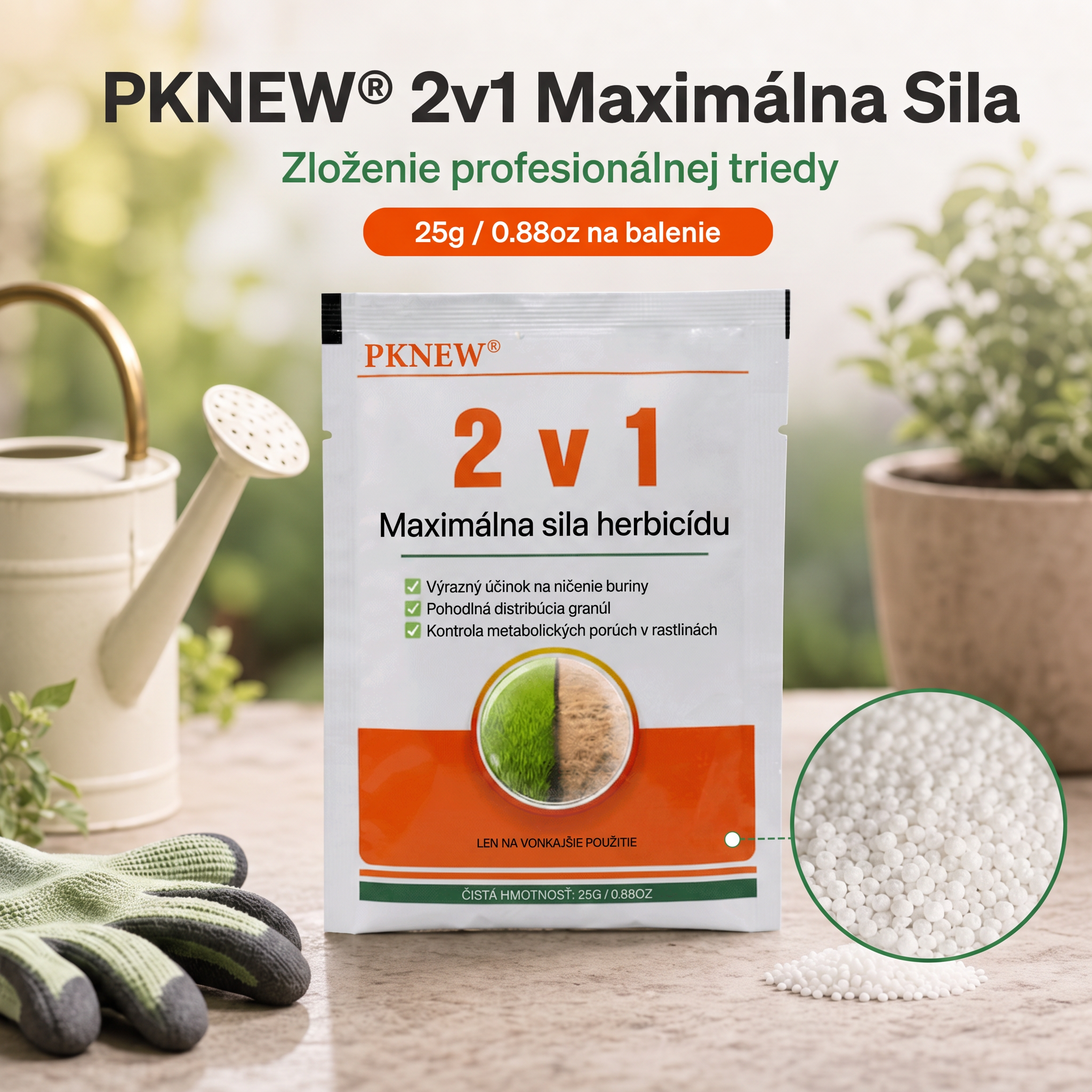 PKNEW® Granulovaný prípravok proti burine 2 v 1 Max Power 👑 – viditeľný účinok už za 6 hodín, ľahké rozmiešanie vo vode a cielené použitie na škáry, chodníky, ploty aj štrkové plochy 💎