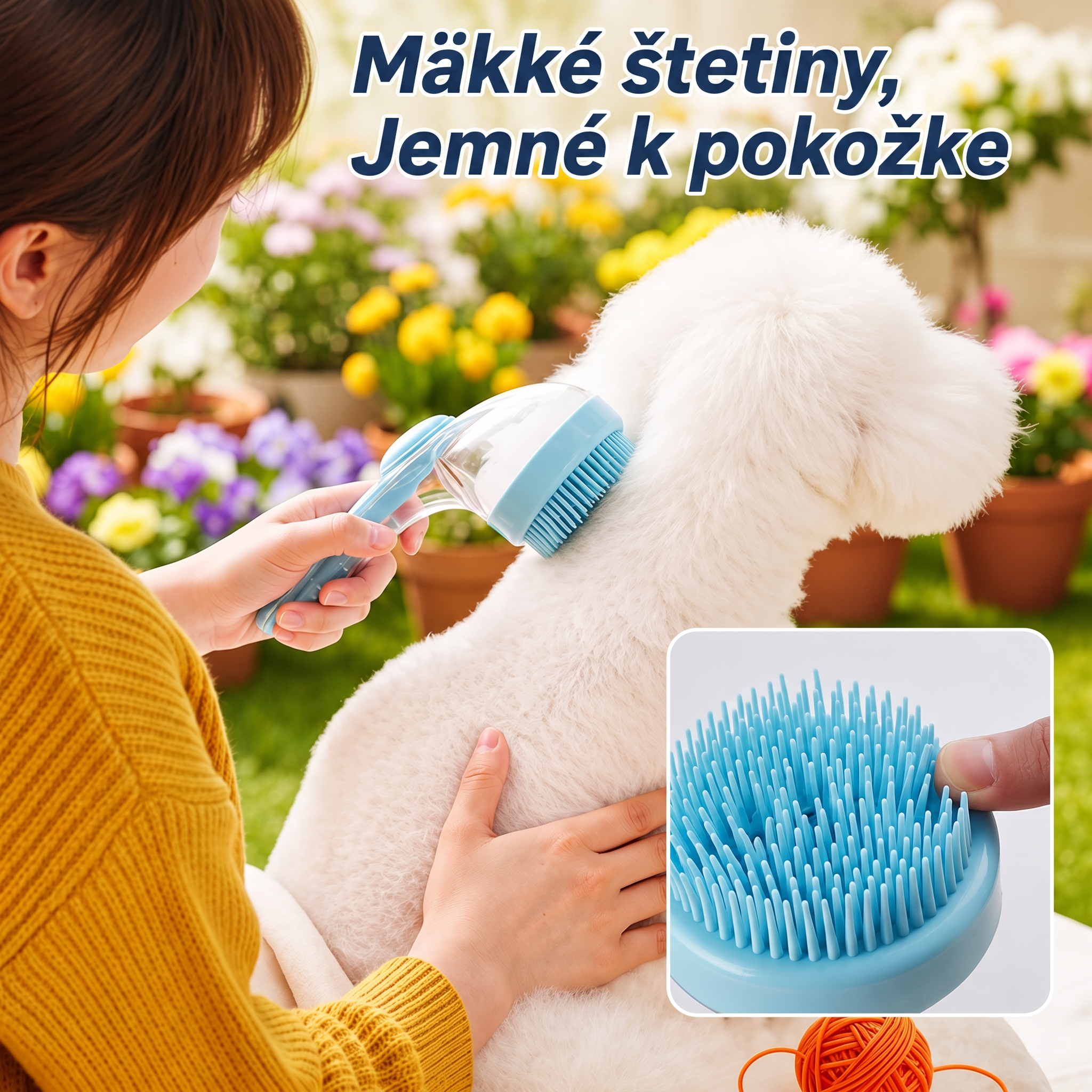 PKNEW® 🐕 Kúpacia kefa 2v1 s dávkovačom šampónu – Mäkká silikónová kefa na starostlivosť o srsť psov a mačiek 💎