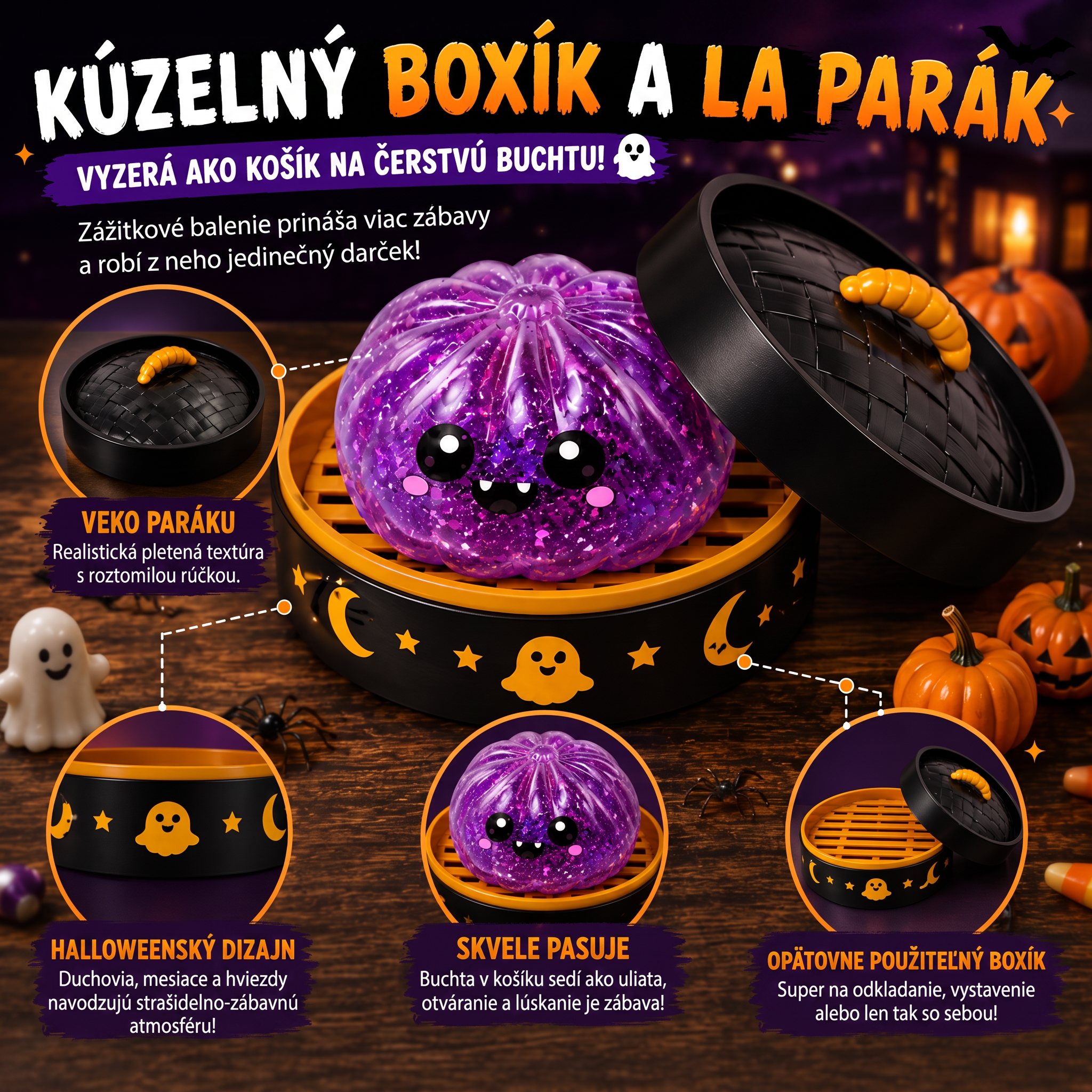 PKNEW® 70% ZĽAVA DNES 🎃 Halloweenska tajomná krabička s antistresovým knedlíčkom 💎
