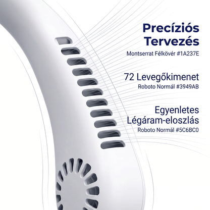 PKNEW® Hordozható nyakventilátor, lapátnélküli viselhető személyi ventilátor, kéz nélküli hűtés kültéri használatra és irodába 💎