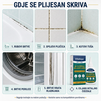 Vitalisys® Dubinski gel za čišćenje mrlja od plijesni 👑 – Gusta formula koja prianja za fuge, silikon i vlažne kutove 💎
