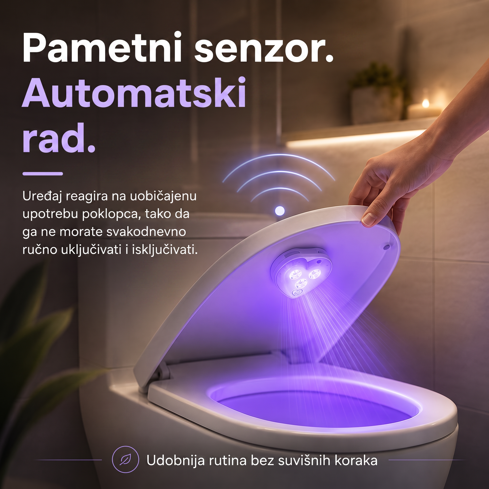 LEFUN® Pametno UVC svjetlo za WC 🚽 – automatski senzor, beskontaktni rad i USB-C punjenje 💎