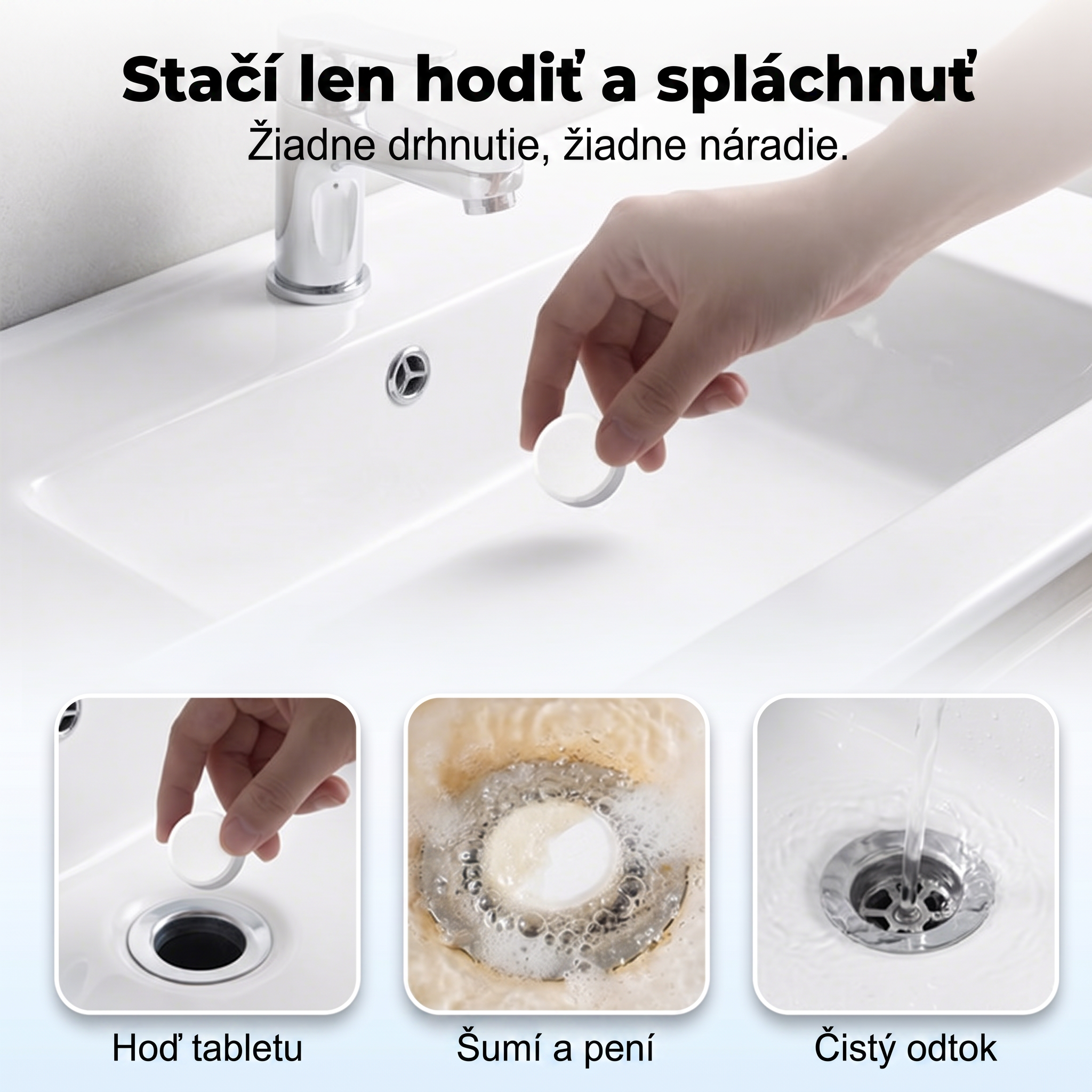 𝐏𝐊𝐍𝐄𝐖® Šumivé tablety na čistenie a spriechodnenie odtokov | Jednoducho odstraňujú vlasy, mastnotu a zvyšky mydla 💎