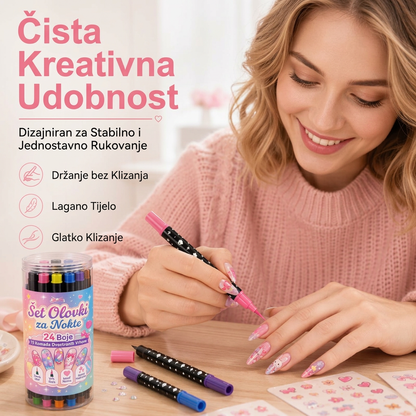 POSLJEDNJI DAN · 50% POPUSTA 🌈 Set od 24 dvostrane olovke za crtanje po noktima 💎