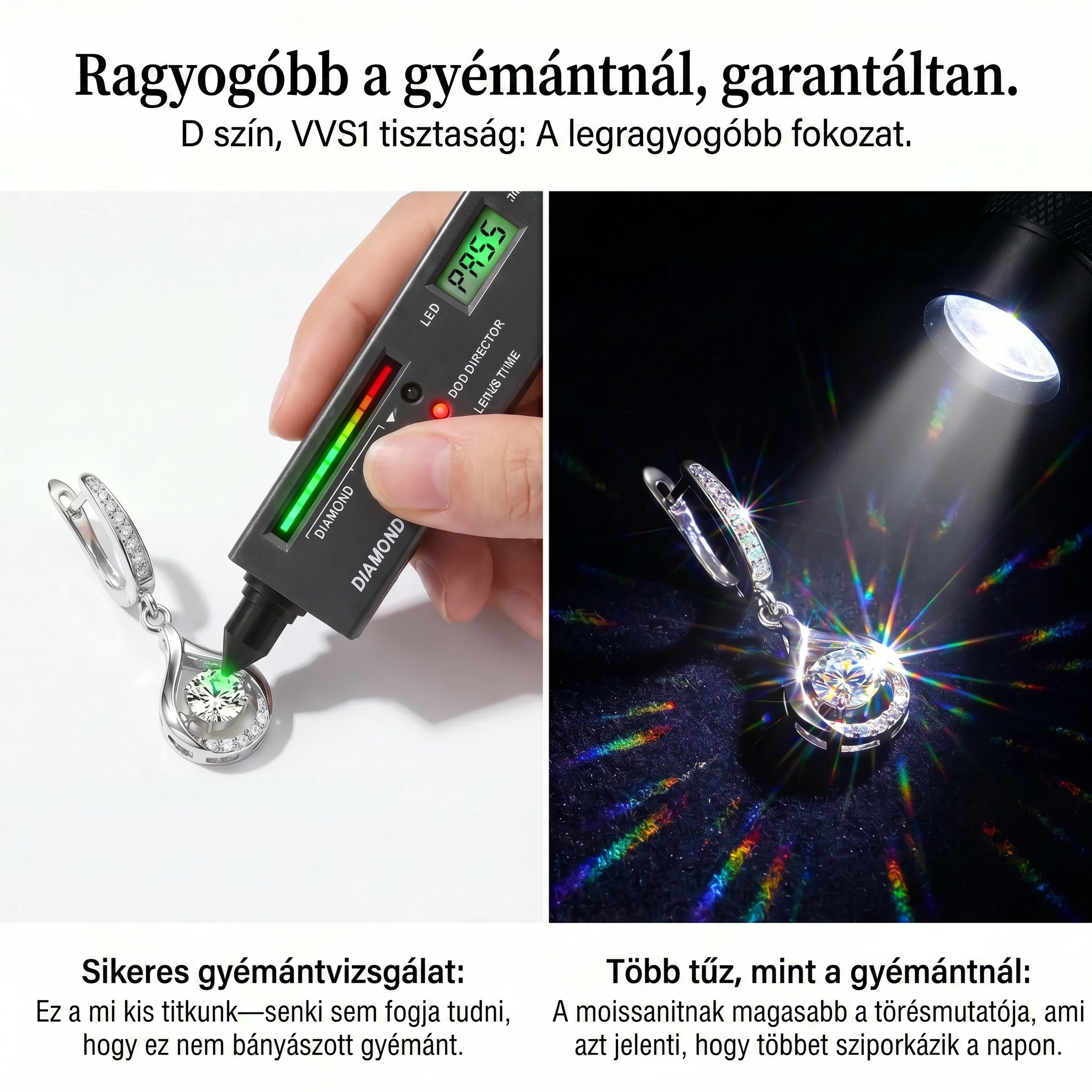 MA 90% KEDVEZMÉNY: 1 karátos „Táncoló” Moissanite fülbevaló – Tiszta S925 kényelem és csillogás, amit megérdemelsz! 💖