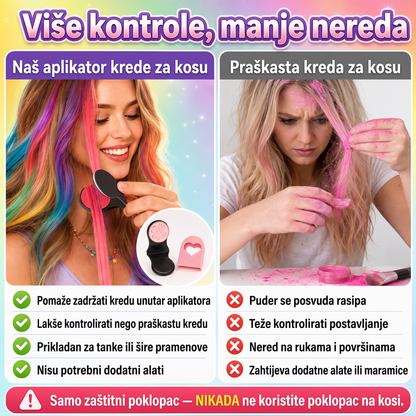🔥🔥 Posljednji dan -50% POPUSTA - 🌈 Set od 12 boja privremene krede za kosu s aplikatorom