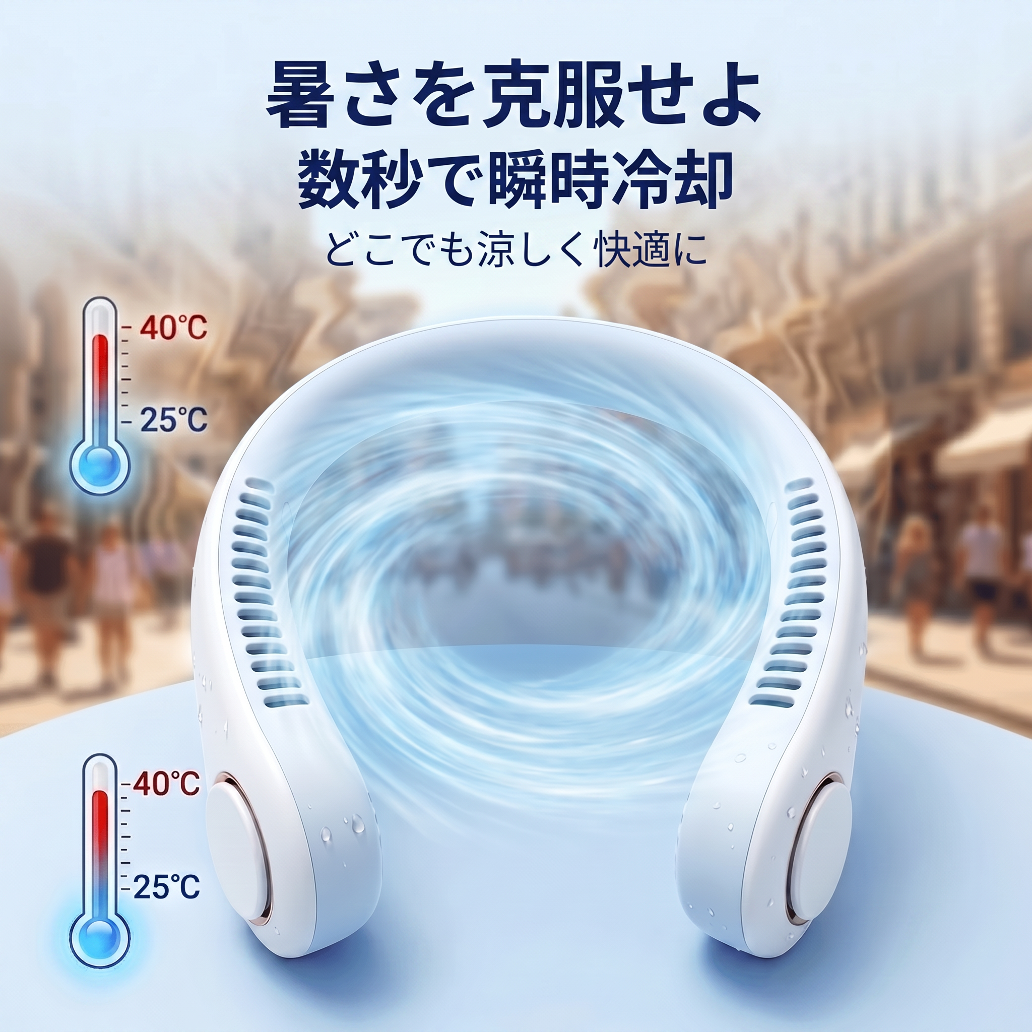 🔥🔥 PKNEW® 首掛け式ポータブル扇風機、ハンズフリー羽根なしネックファン、屋外・オフィス用（ハンズフリー冷却）