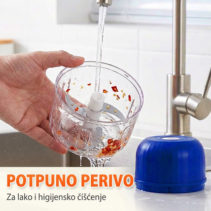 🌈🌈 Bežični električni mini sjeckalica – Snažan kuhinjski pomoćnik za brzo usitnjavanje mesa, povrća i dječje hrane ✨