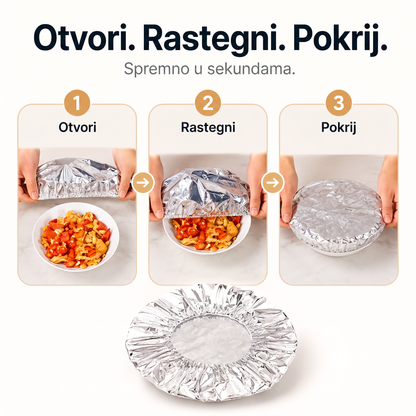 🔥🔥 PKNEW® Sklopivi poklopac za hranu od aluminijske folije | Održava hranu toplom, svježom i zaštićenom od vinskih mušica 💖