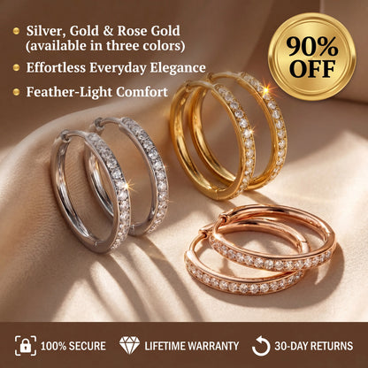 🔥Everyday Elegance 25mm Lightweight Diamond Hoops-Special 90% Off