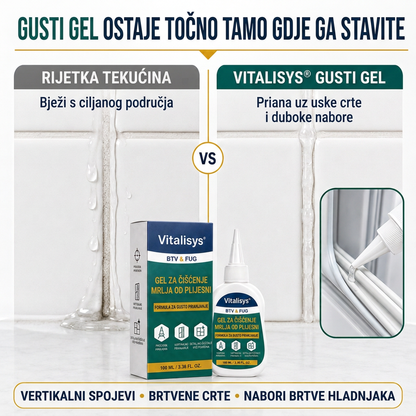 Vitalisys® Dubinski gel za čišćenje mrlja od plijesni 👑 – Gusta formula koja prianja za fuge, silikon i vlažne kutove 💎