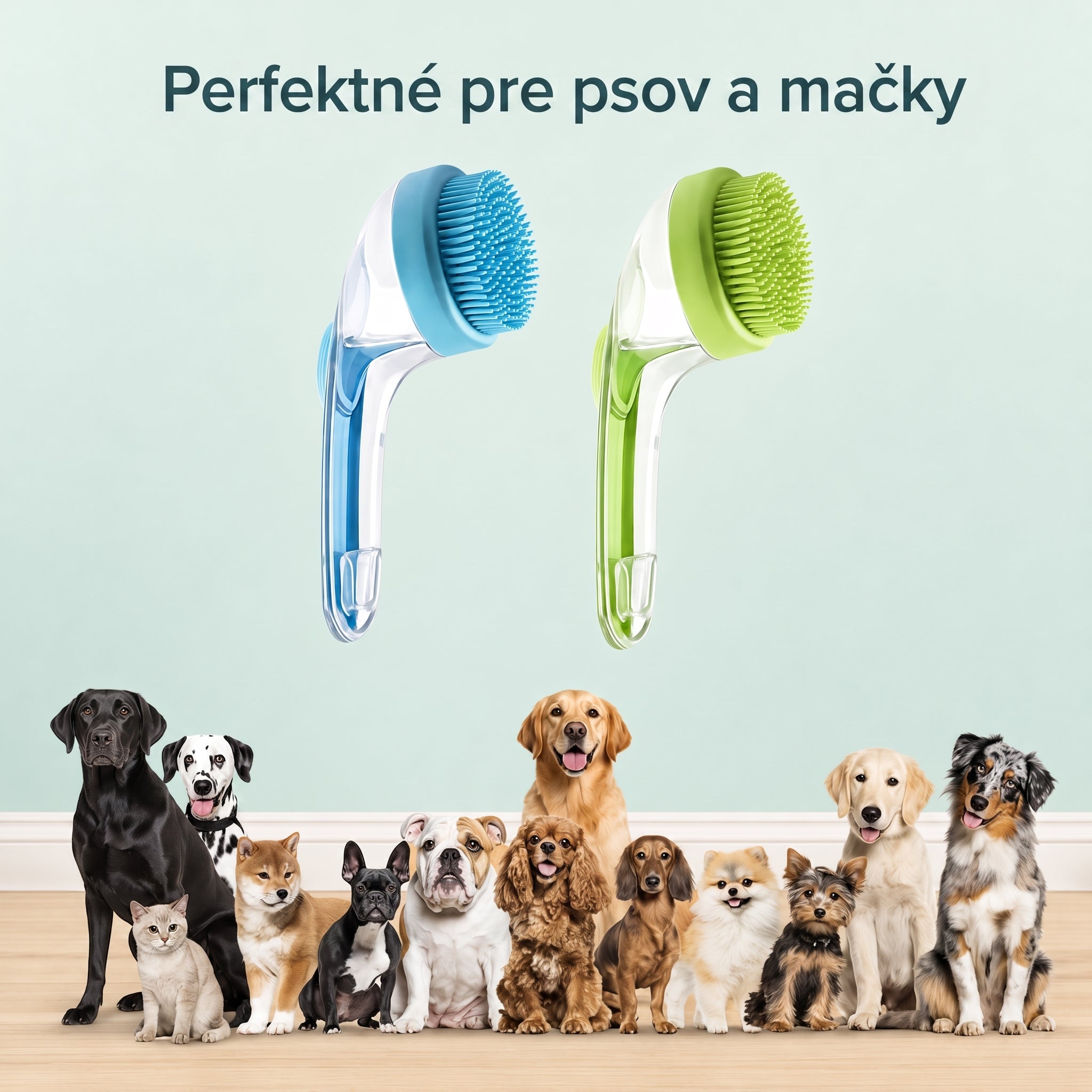 PKNEW® 🐕 Kúpacia kefa 2v1 s dávkovačom šampónu – Mäkká silikónová kefa na starostlivosť o srsť psov a mačiek 💎