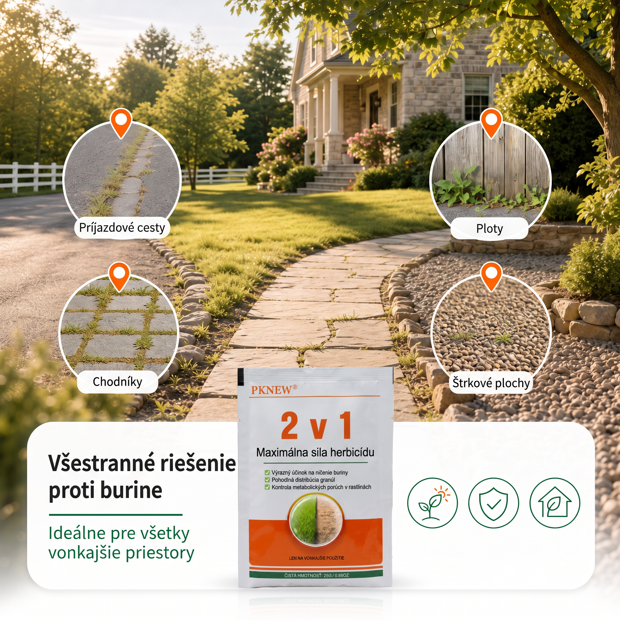 PKNEW® Granulovaný prípravok proti burine 2 v 1 Max Power 👑 – viditeľný účinok už za 6 hodín, ľahké rozmiešanie vo vode a cielené použitie na škáry, chodníky, ploty aj štrkové plochy 💎