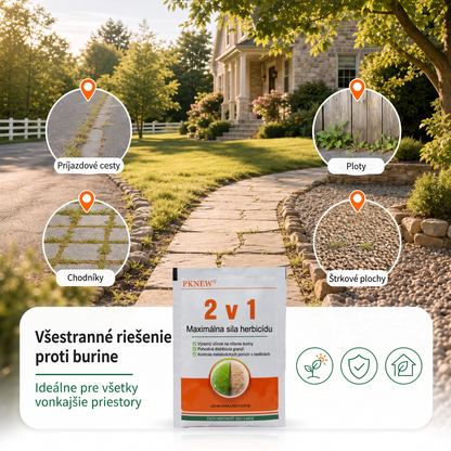 PKNEW® Granulovaný prípravok proti burine 2 v 1 Max Power 👑 – viditeľný účinok už za 6 hodín, ľahké rozmiešanie vo vode a cielené použitie na škáry, chodníky, ploty aj štrkové plochy 💎