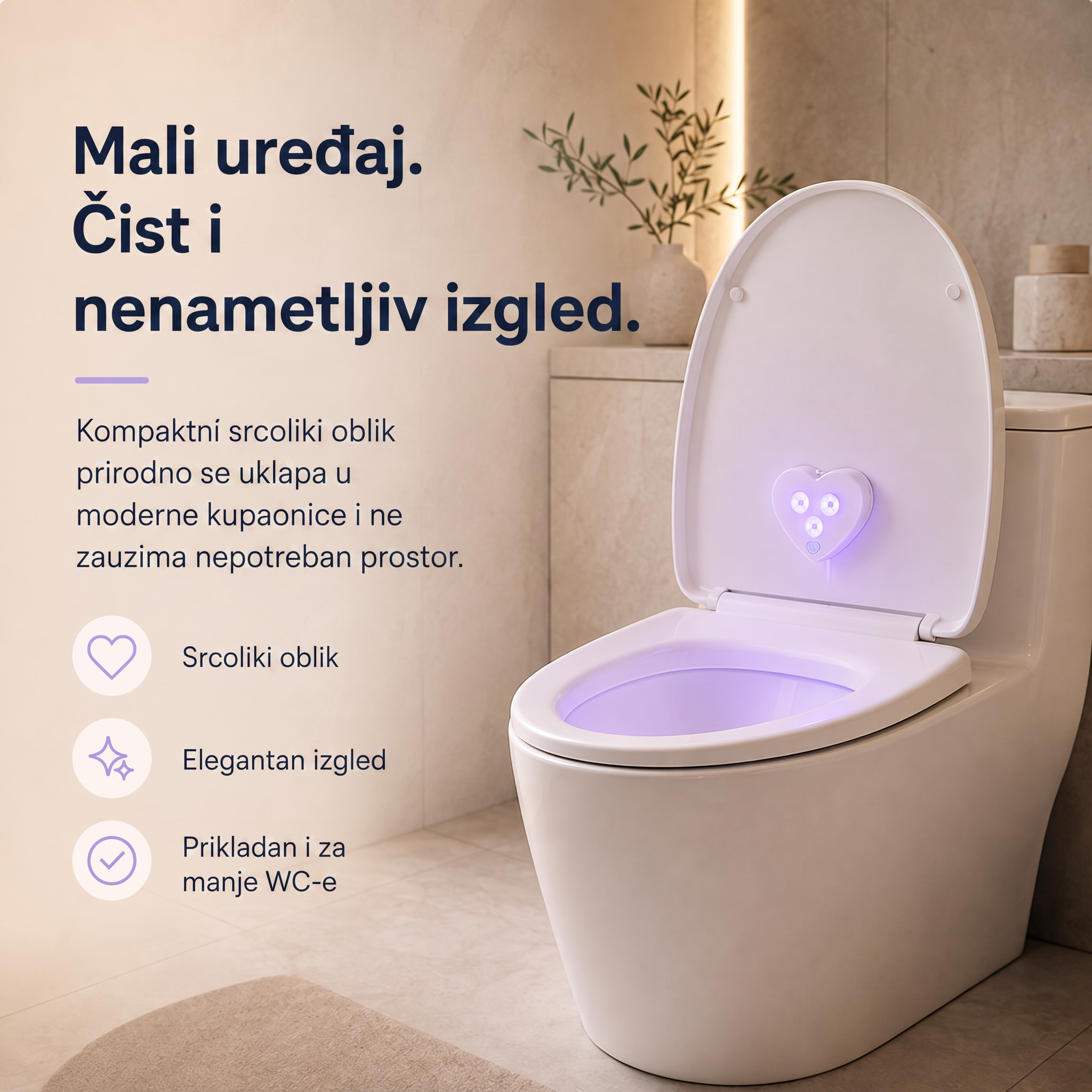 LEFUN® Pametno UVC svjetlo za WC 🚽 – automatski senzor, beskontaktni rad i USB-C punjenje 💎