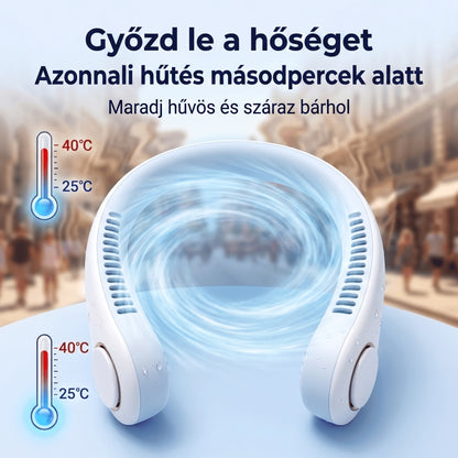 PKNEW® Hordozható nyakventilátor, lapátnélküli viselhető személyi ventilátor, kéz nélküli hűtés kültéri használatra és irodába 💎