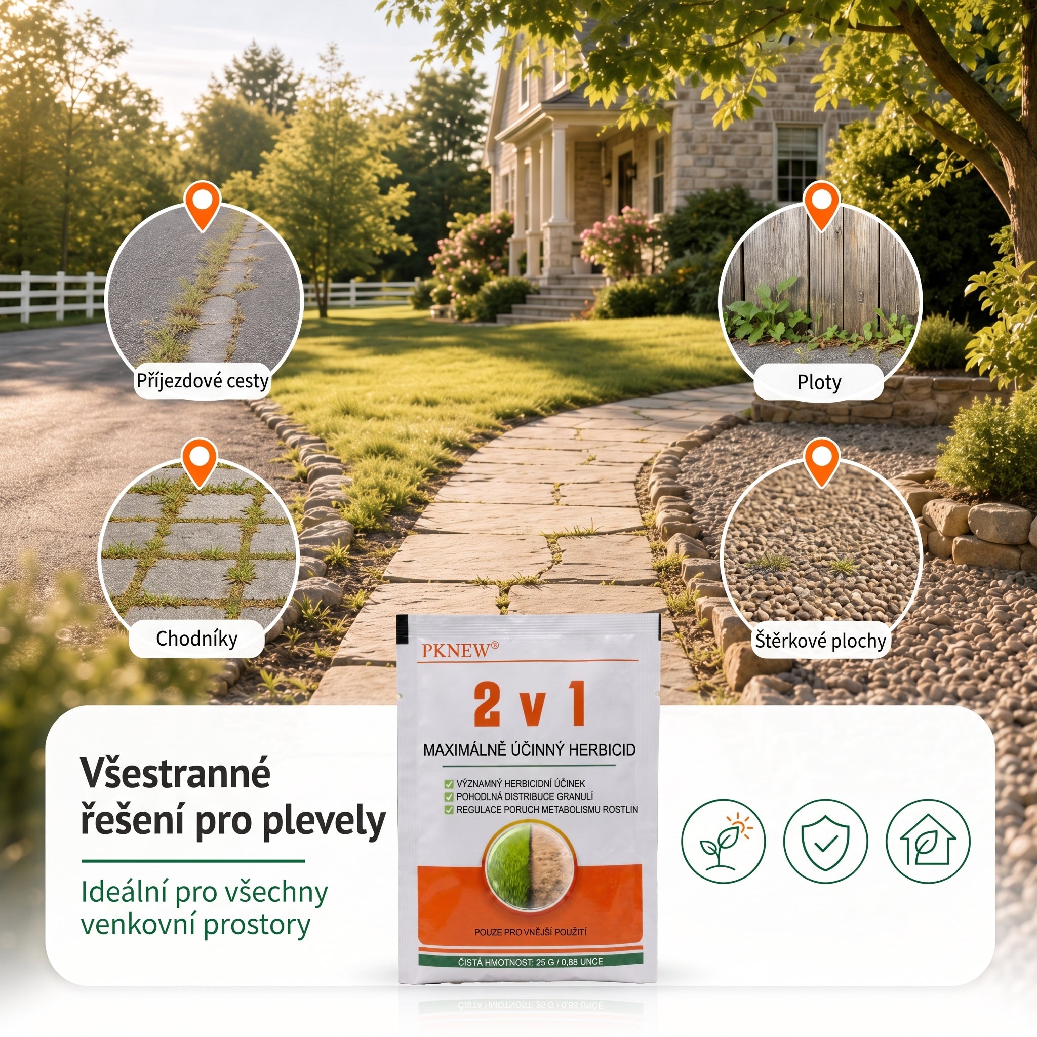 PKNEW® Granulovaný prípravok proti burine 2 v 1 Max Power 👑 – viditeľný účinok už za 6 hodín, ľahké rozmiešanie vo vode a cielené použitie na škáry, chodníky, ploty aj štrkové plochy 💎