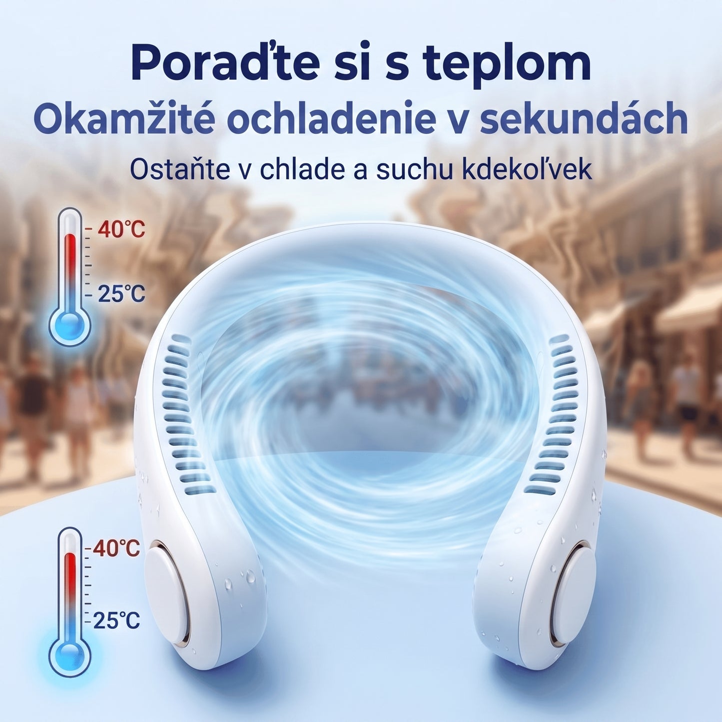 🔥🔥 PKNEW® Prenosný ventilátor na krk, nositeľný osobný ventilátor bez lopatiek, chladenie bez rúk do exteriéru a kancelárie