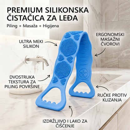 🌈🌈Vitalisys®🙌 Duga silikonska četka za leđa – lako dopire do cijelih leđa | Dvostrana piling četka za tuširanje s dvije ručke – za čistoću i veću udobnost tijekom kupanja🚿