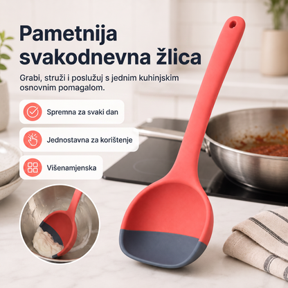 🥄 2-u-1 silikonska žlica i lopatica – Višenamjenski pribor za kuhanje i posluživanje ✨