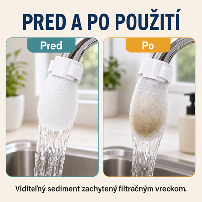 PKNEW® Filtračné vrecká na vodovodnú batériu – 50ks jednorazové bavlnené filtre na pitnú vodu pre čistšiu vodu, obmedzenie striekajúcej vody a ochranu pred usadeninami 🚰