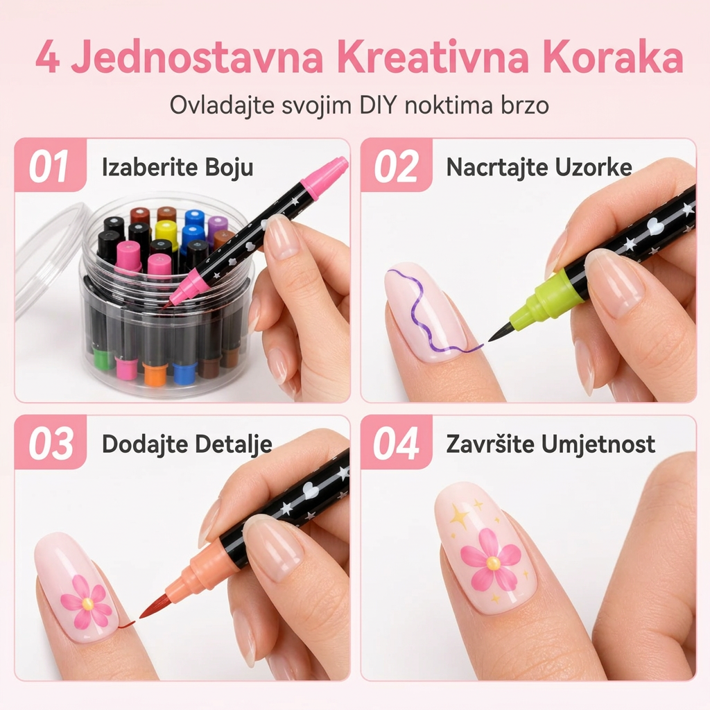 POSLJEDNJI DAN · 50% POPUSTA 🌈 Set od 24 dvostrane olovke za crtanje po noktima 💎