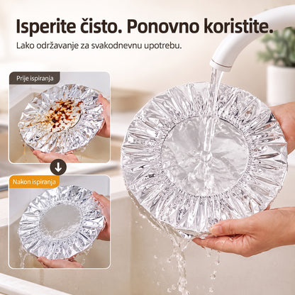 🔥🔥 PKNEW® Sklopivi poklopac za hranu od aluminijske folije | Održava hranu toplom, svježom i zaštićenom od vinskih mušica 💖