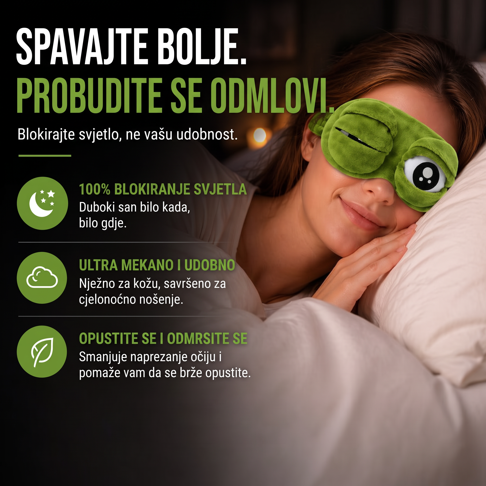 🔥 Zadnji dan – 49% popusta 🎁 2026 3D maska za spavanje u obliku žabe 🐸 Mekana i udobna